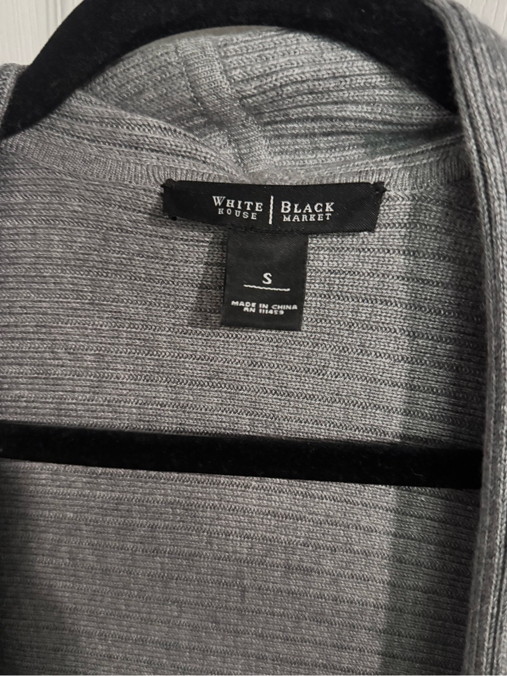 White House Black Market Light Gray Draped Open Cardigan - Picture 2 of 2